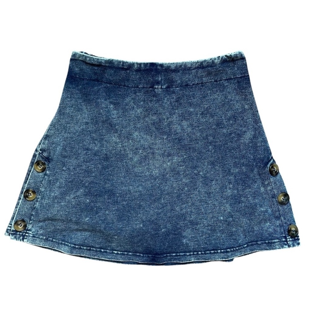 BOUTIQUE WHITE BIRCH Womens Preppy Cute Navy Heathered Pull On Button Skort Sz S